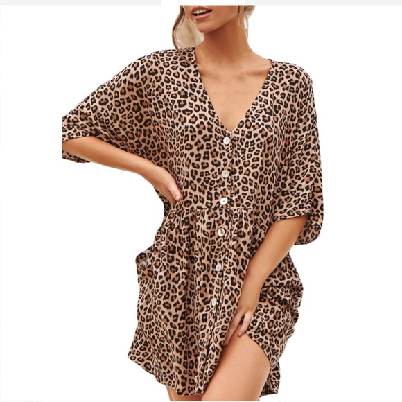 Cheetah Dress With Buttons - Picture 1 of 1